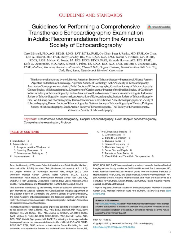 Structured Step-by-Step Reconstruction of the 2019 ASE Comprehensive Adult TTE Examination Protocol